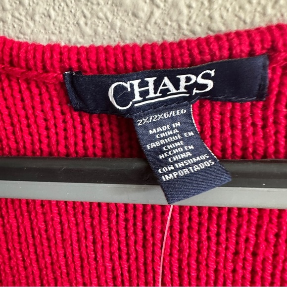 NWT Chaps Red Cable Knit Sweater 2X - Picture 3 of 11